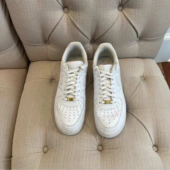 Nike Air Force 1 White Metallic Gold Shoe Strings CZ0326 101 Men’s Size 12 - Picture 3 of 12